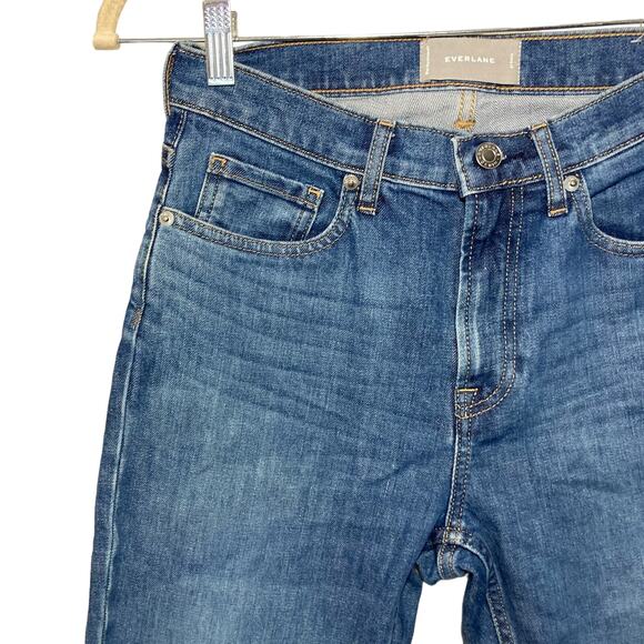 Everlane Ankle Jeans High Waist Medium Blue Wash Stretch Denim Relaxed Size 27 - Picture 15 of 16
